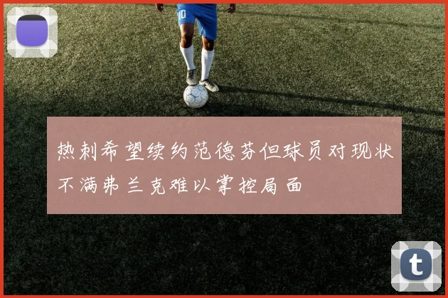 热刺希望续约范德芬但球员对现状不满弗兰克难以掌控局面